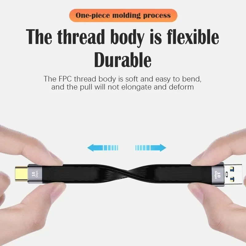 Cable de Datos Portátil Ultra Corto de 100w con Doble Conector Tipo C PD de Carga Rápida, USB 3.1 de Alta Velocidad y 10g, Lightning 3
