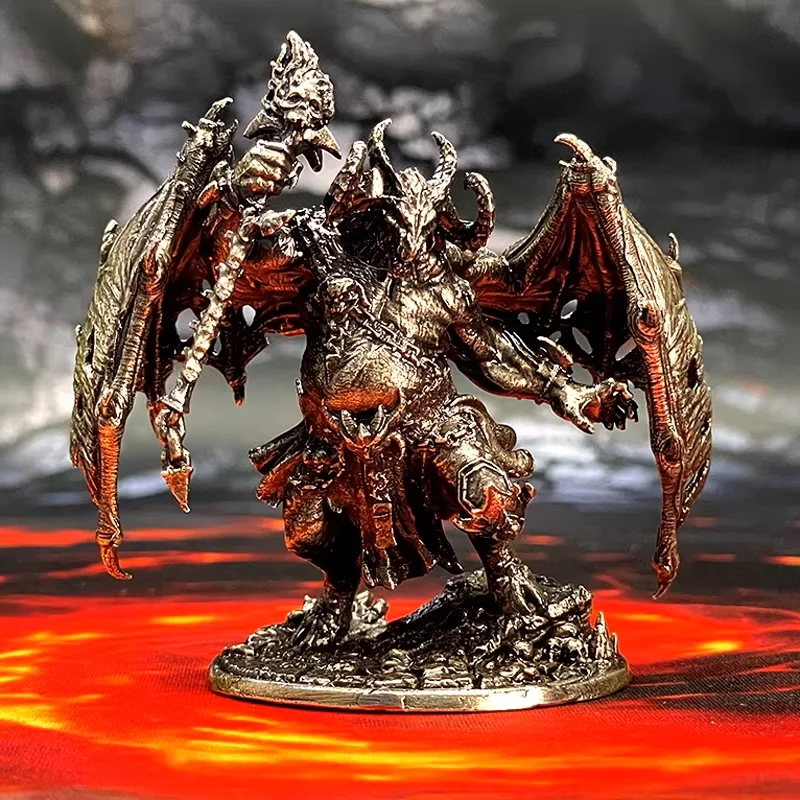

White Brass Miniature Desktop Decor Vintage Metal Sculpture Decor Metal War Chess Hell Lord Hero Painted Figurine Model Set