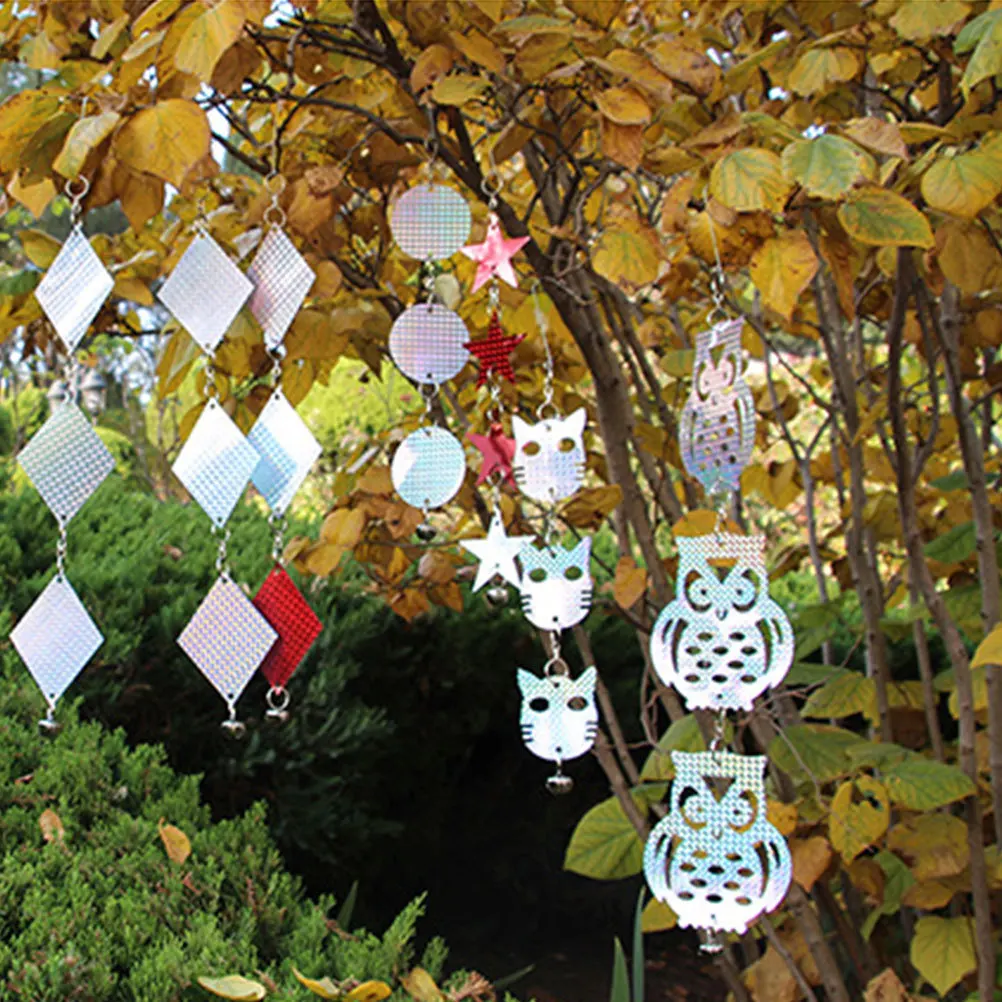 

4pcs Cat Head Bird Deterrent Discs 6.1Cm Double Sided Reflective Scare Devices For Woodpecker Pigeon Geese Outdoor Garden Lawn