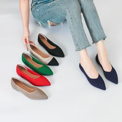 Women's solid color flat shoes casual fashion breathable non slip rubber sole pointed pregnant women comfortable shoes spring an