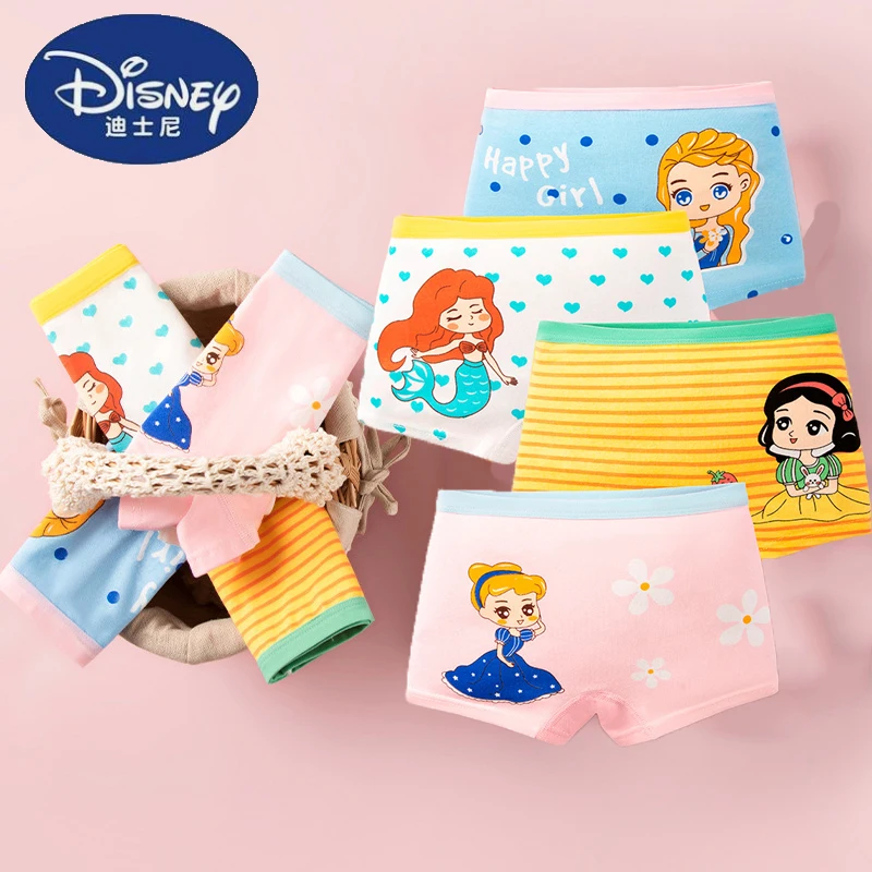 4pcs Disney Anime Frozen Girl Underwear Kawaii Elsa Snow White Underpants Cartoon Princess Cinderella Children Underwear