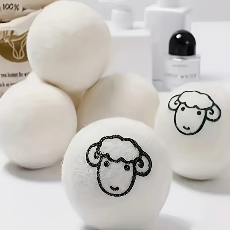 6 buah bola pengering wol listrik statis mengurangi kerut pelembut perlengkapan pembersih baju bola cuci perlengkapan pembersih rumah