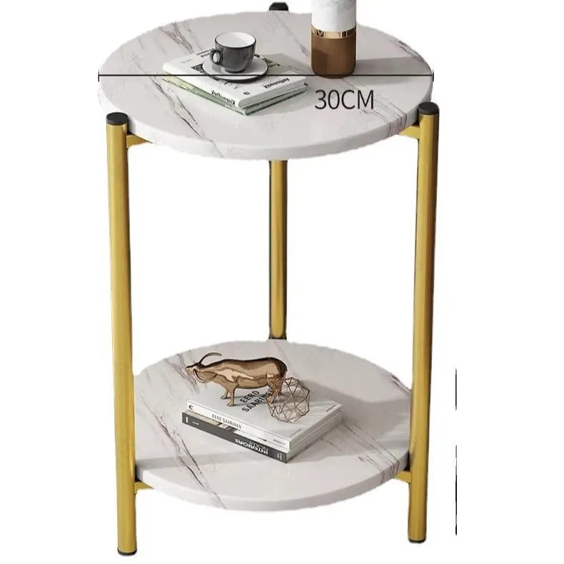 Modern Small Round Coffee Table with Storage and Corner Side Cabinet Wood Top Living Room Furniture