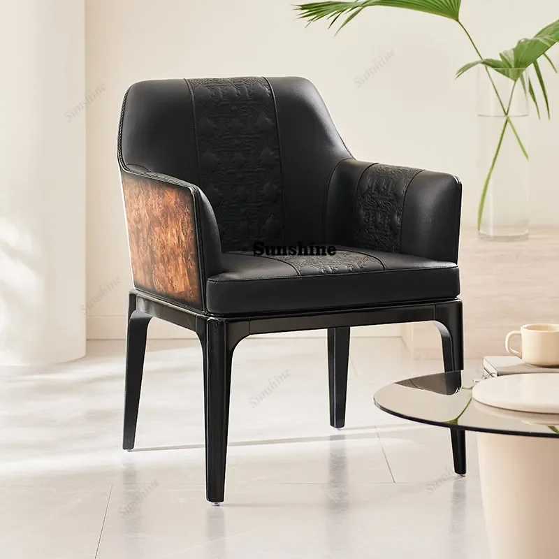 TDItalian light luxury simple large flat layer paint haute couture dining chair tea table chair