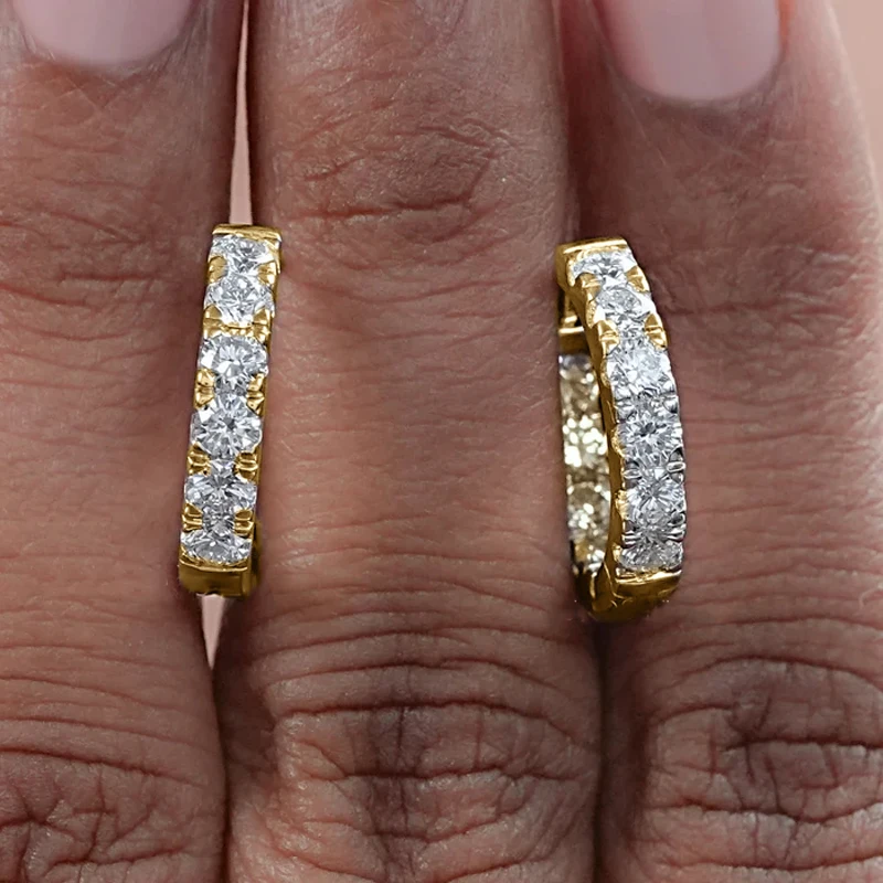 Lnkry Pavé-Set 3mm Moissanit-Ohrringe 14k Vergoldete Labor-Diamant Huggie-Ohrringe für Frauen Geprüfte Ohrschmuck-Geschenkidee – Detail 1