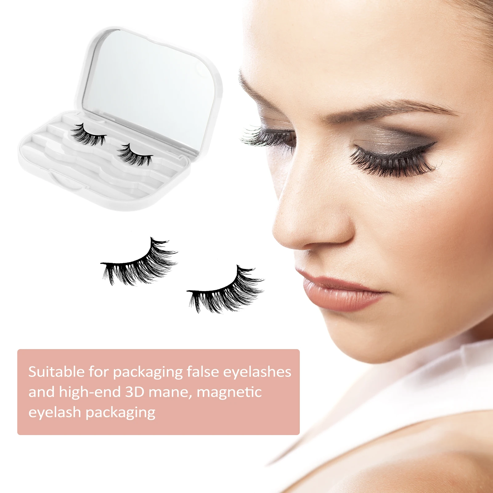 

1pc 3D False Eyelashes Storage Box ganizer Case White Waterproof Lightweight Durable Reusable Eyelash Container