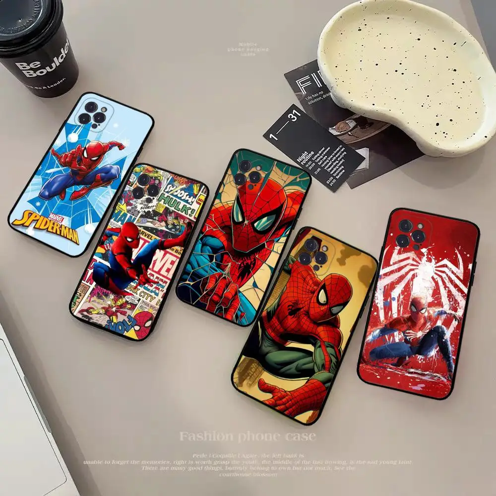 Cartoon M-Marvel S-Spidermans Phone Case Silicone Soft for iphone 15 14 13 12 11 Pro Mini XS MAX 8 7 6 Plus X XS XR Cover