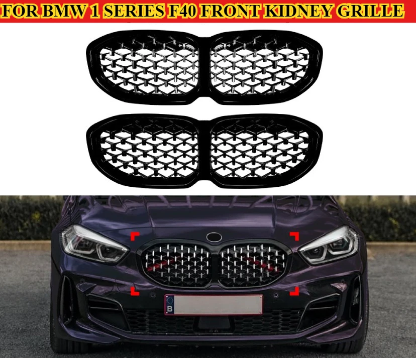 

Решетка переднего бампера для BMW 1 SERIES F40 DIAMOND STYLE FRONT KIDNEY GRILLE GRILL GLOSS BLACK 2020+ Аксессуары из АБС-пластика