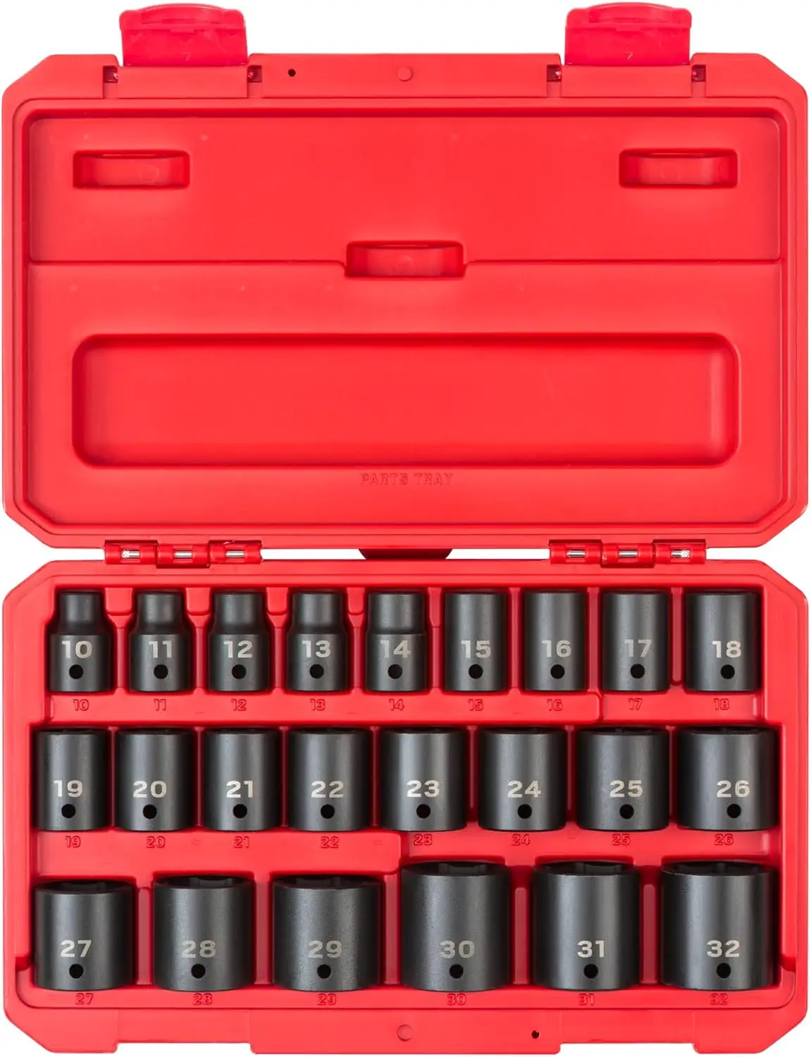 

1/2 Inch Drive Shallow 6-Point Impact Socket Set, 23-Piece (10-32 mm) with Case