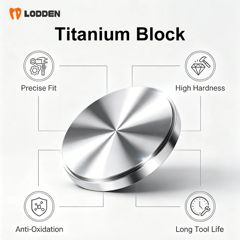 LODDEN 98mm GR5 Dental Titanium Disc For CAD CAM Titanium Block Disk Material Milling Titanium Implant Abutments Framework