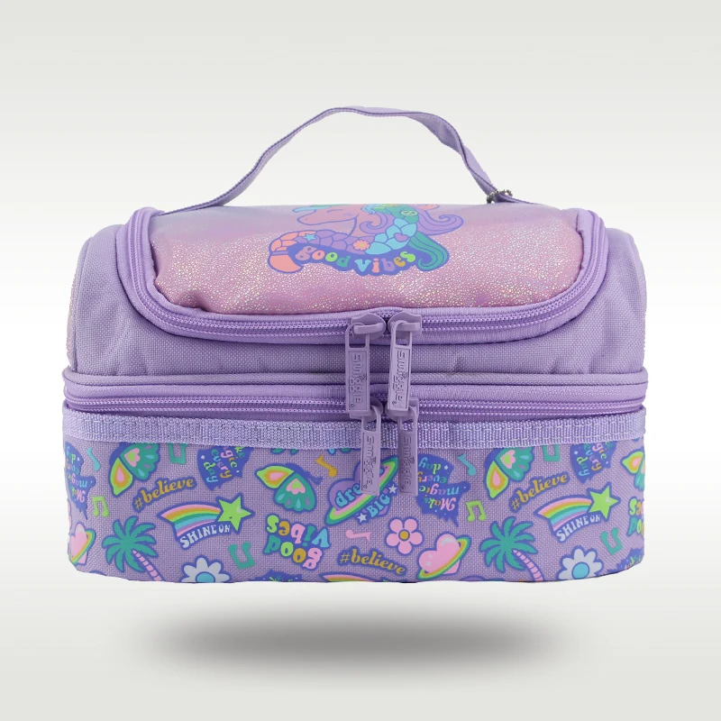 

Австралия Smiggle, оригинальная детская сумка для обеда, фиолетовая плетеная сумка через плечо с единорогом, ручная сумка для девочек, ланч-бокс с фруктами, 9 дюймов