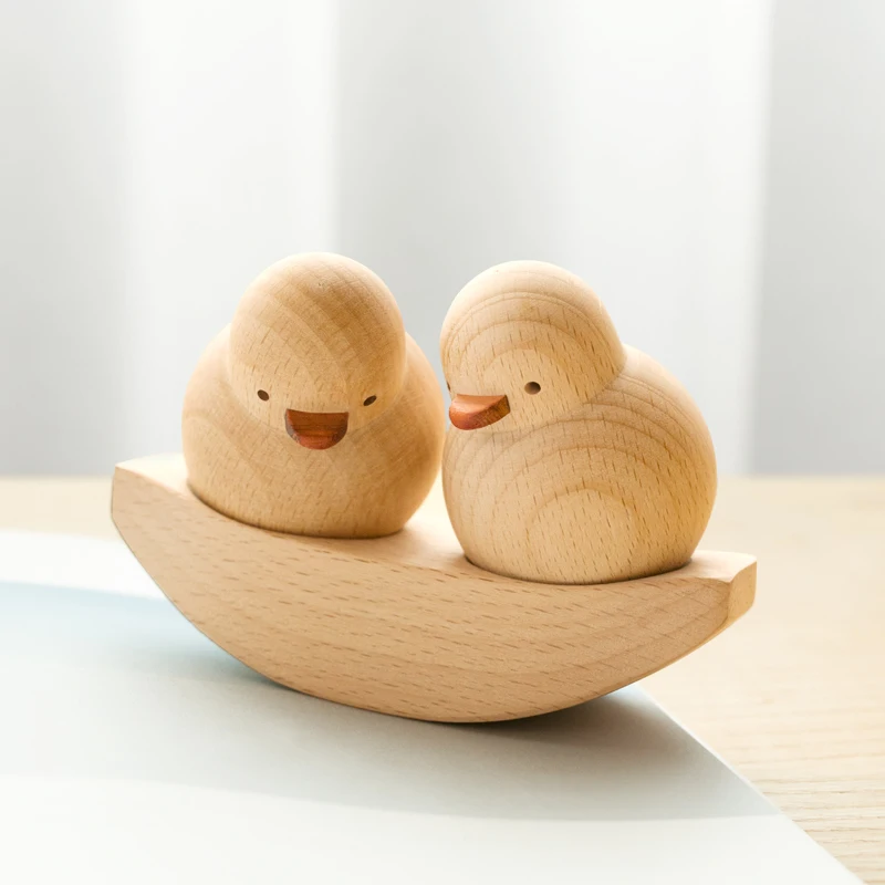 Creative Couple Decoration Office Desktop Wooden Style Wooden Duck Friendship Birthday Valentine's Day Modern Memorial Day