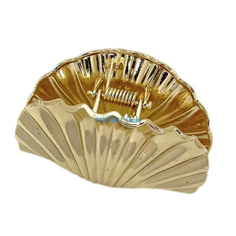 

G5GC Scallops Hair Clip Hair Decoration Fashionable Hair Clip Alloy Shell Hair Clamps for Trendy Women Hairdos