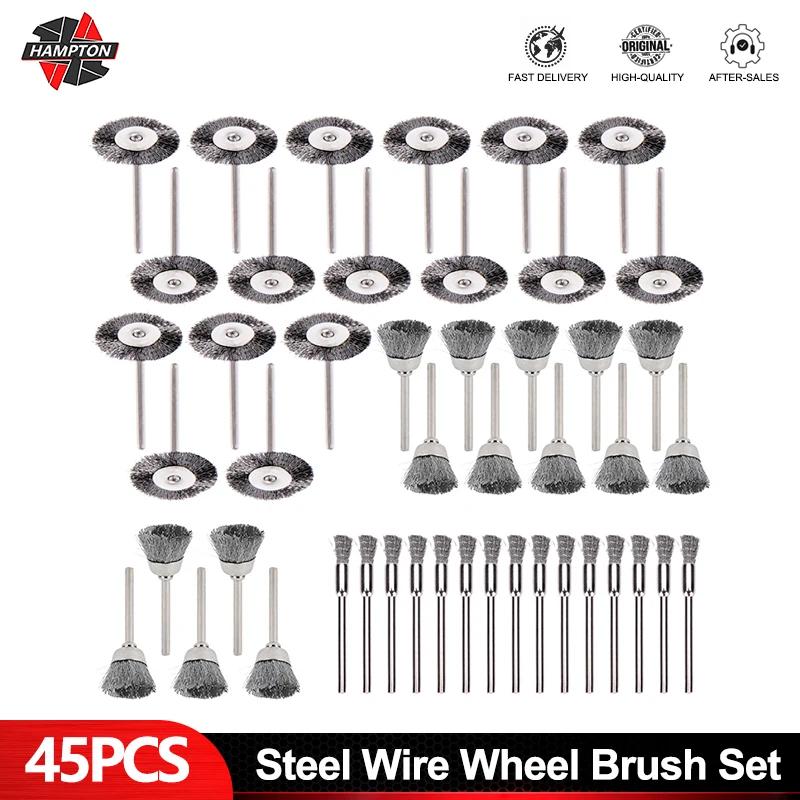 HAMPTON 45pcs Polishing Wheel Brush Steel Wire Brush Disc For Metal Polishing Abrasive Rotary Tool Accessories Metalworking Tool