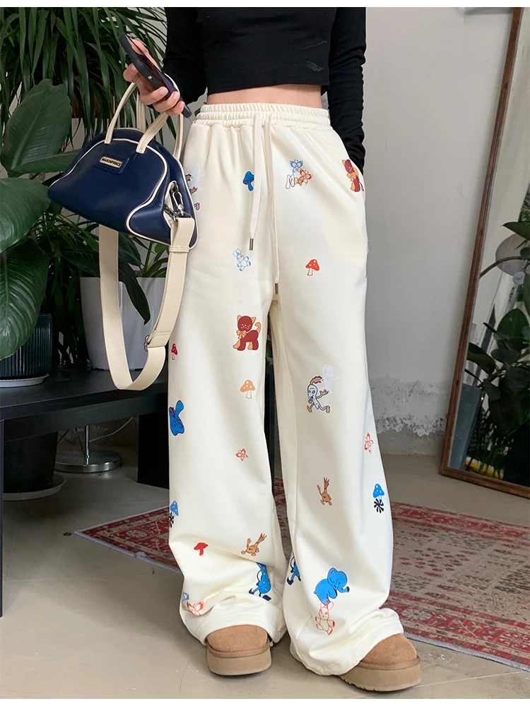 

Women's Y2k Pants Vintage Harajuku 90s Sweatpants Retro Graphic Print Baggy Pants Jogger Wide Trousers 2000s Trashy Clothes 2024