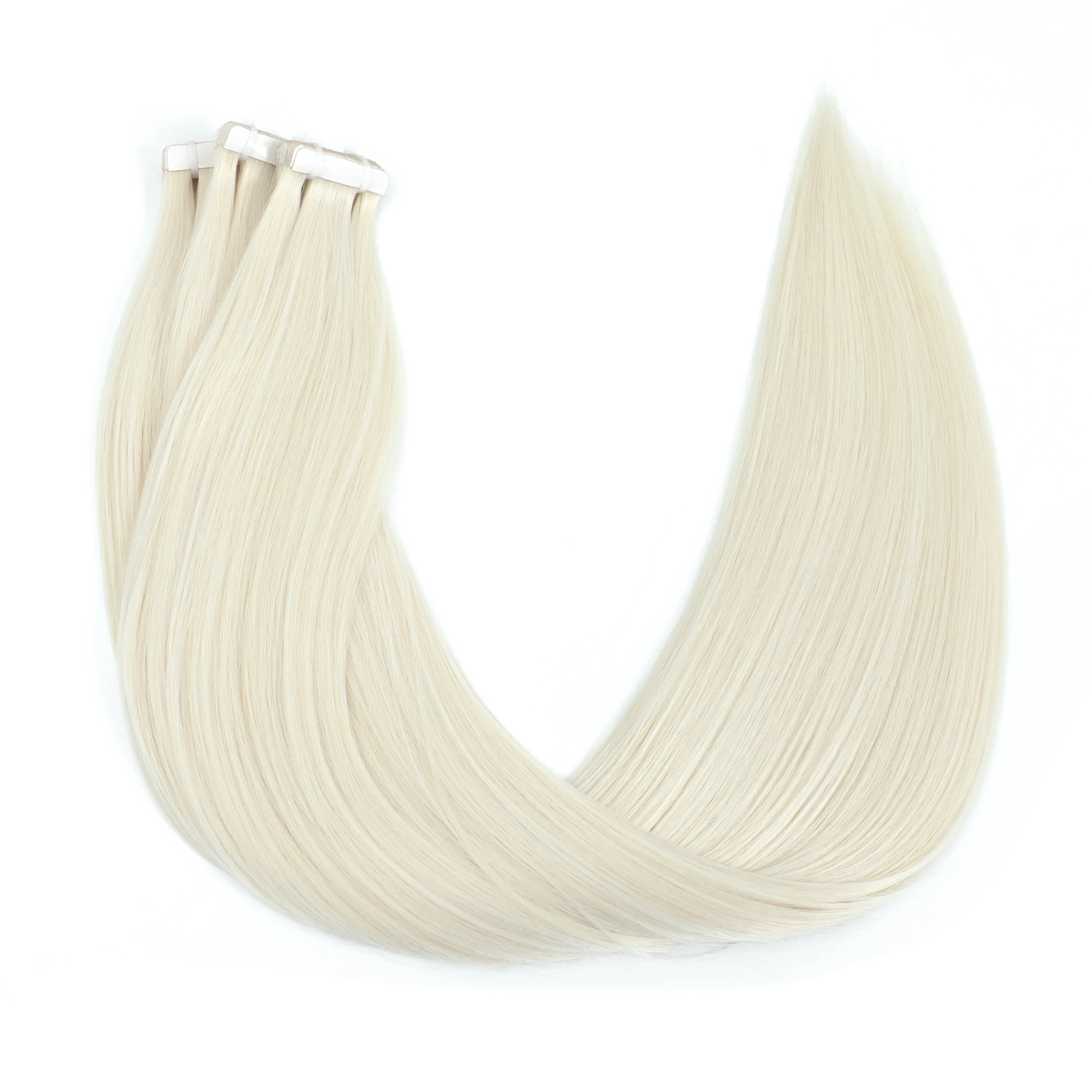 Synthetisches Klebeband in Haarverlängerungen, gerade, weiß, doppelseitig, unsichtbar, natürliches Klebeband im Haar, Hochtemperaturfaser für Frauen