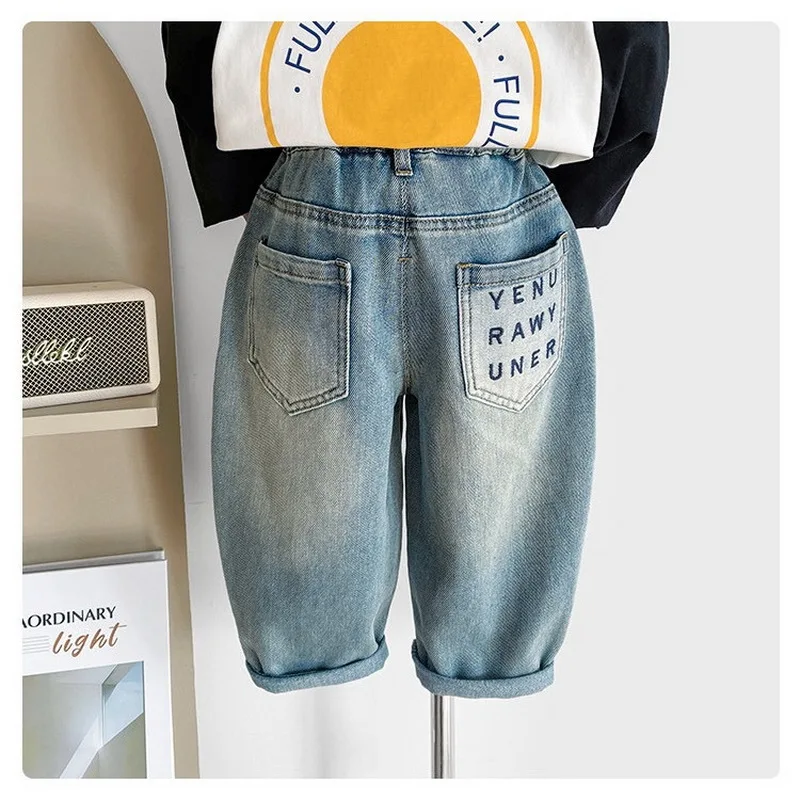 Streetwear Boy Jeans Toddler Ripped Hole Jeans Children Denim Pants Spring Autumn Boy Casual Straight Trousers 2-7 Years