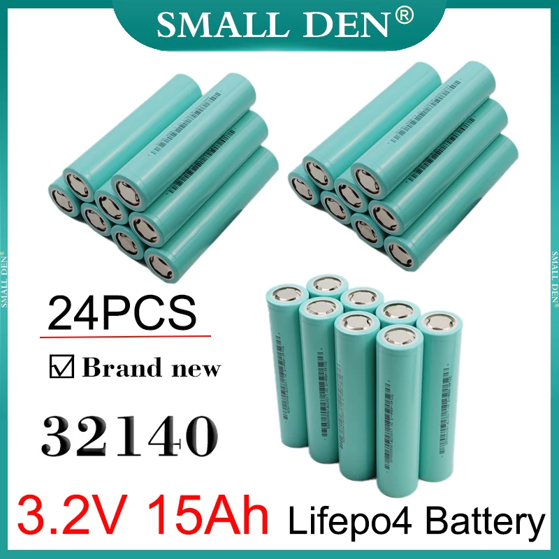 24PCS Original 3.2V 15Ah 32140 Lifepo4 Battery 15000mAh DIY 12v 24v E-two wheelers tricycle Solar Lithium Iron Phosphate Cells