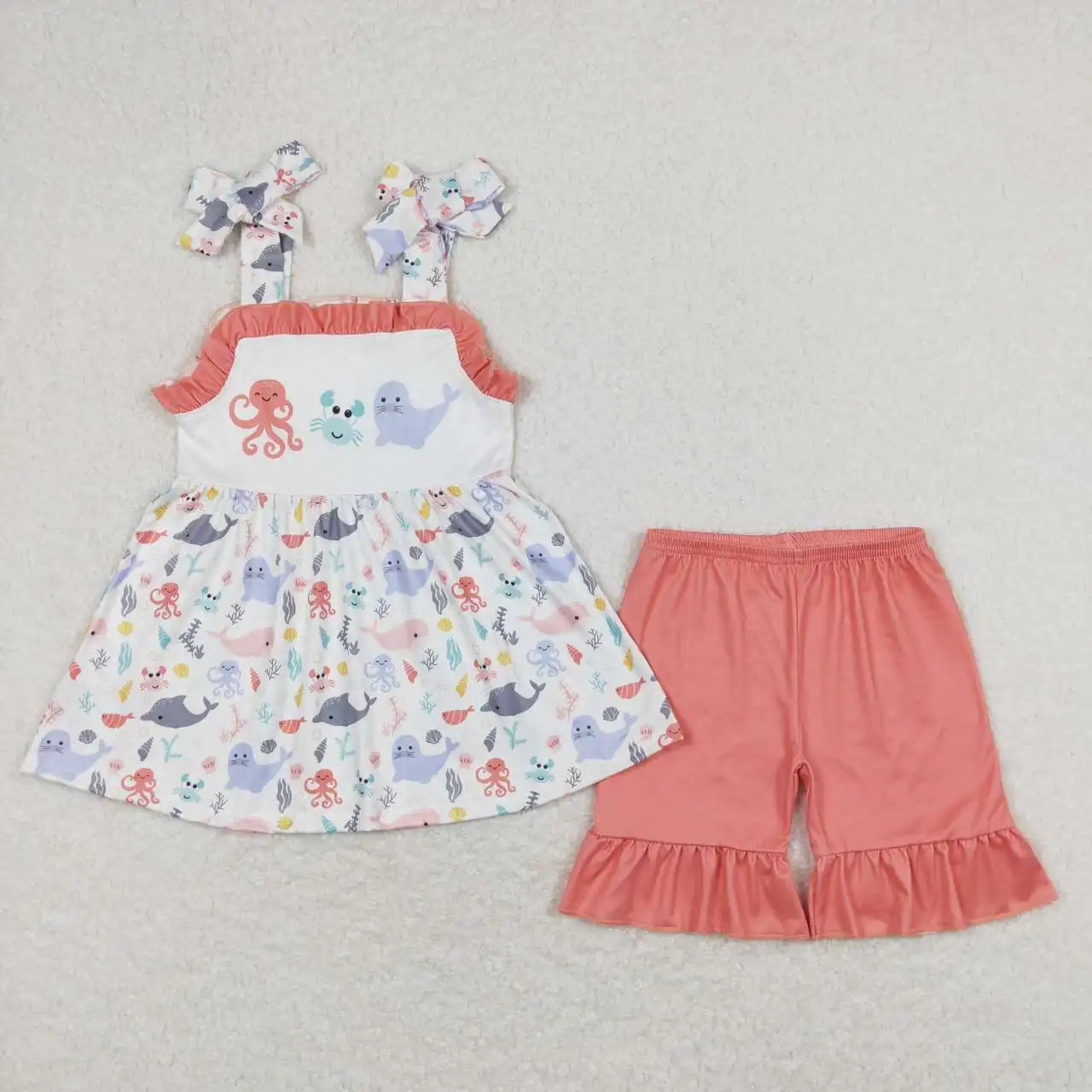 

GSSO0729 New Arrival Toddler Clothes Short Sleeve Top With Shorts Set Kids Girls Summer Outfits