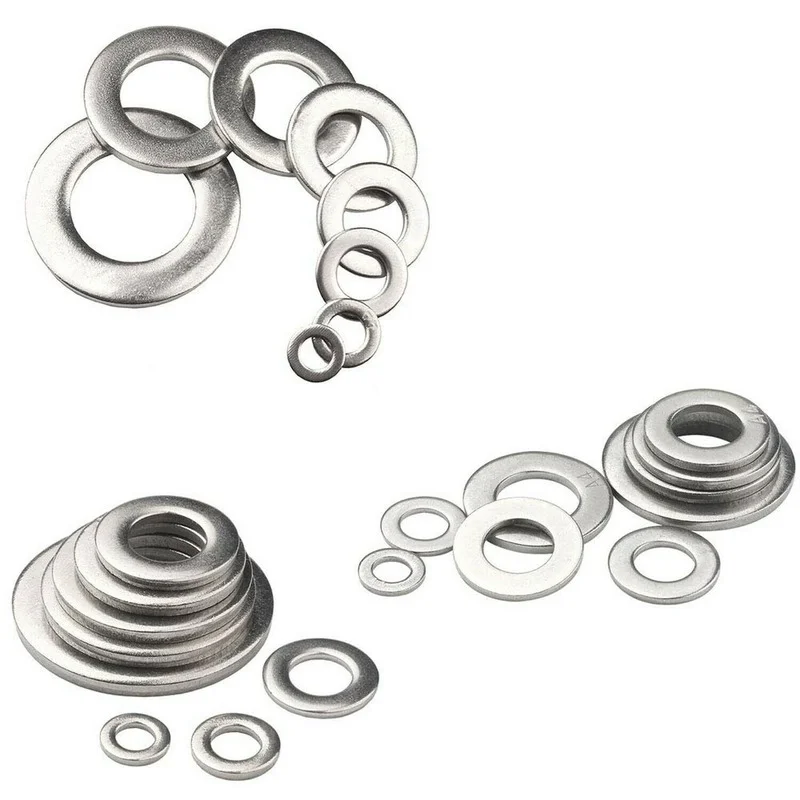 100/50/10pcs M1.6 M2 M2.5 M3 M3.5 M4 M5 M6 M8 M10 M12 M14 M16 304 Stainless Steel Flat Washer Plain Gasket