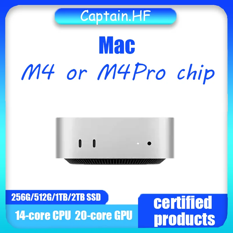 

2024 Mac Mini Desktop Computer with M4 M4 Pro chip 14-core CPU 20-core GPU 16G RAM 256G/512G/1T/2T SSD Storage Gigabit Ethernet.