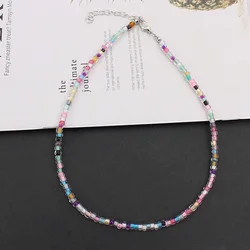 2022  Fashion Woman Boho  Choker Simple 4mm  Colorful Short Chain Beads Collar Handmade Female Collier Jewelry Gift Party