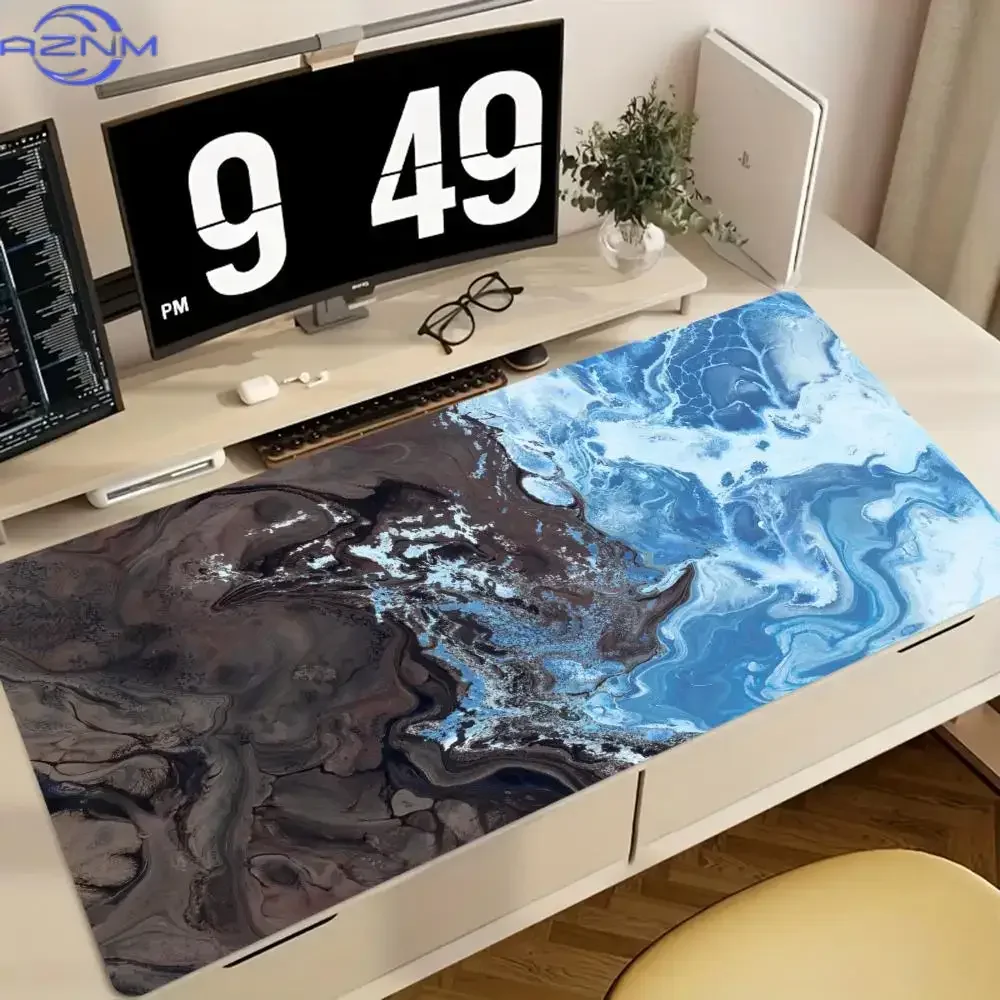 XXL Large Gaming Mouse Pad, Abstract Flow Liquid Art Design, Rubber Non-slip Table Pad, Lock Edge, Perfect for Office and Gamers