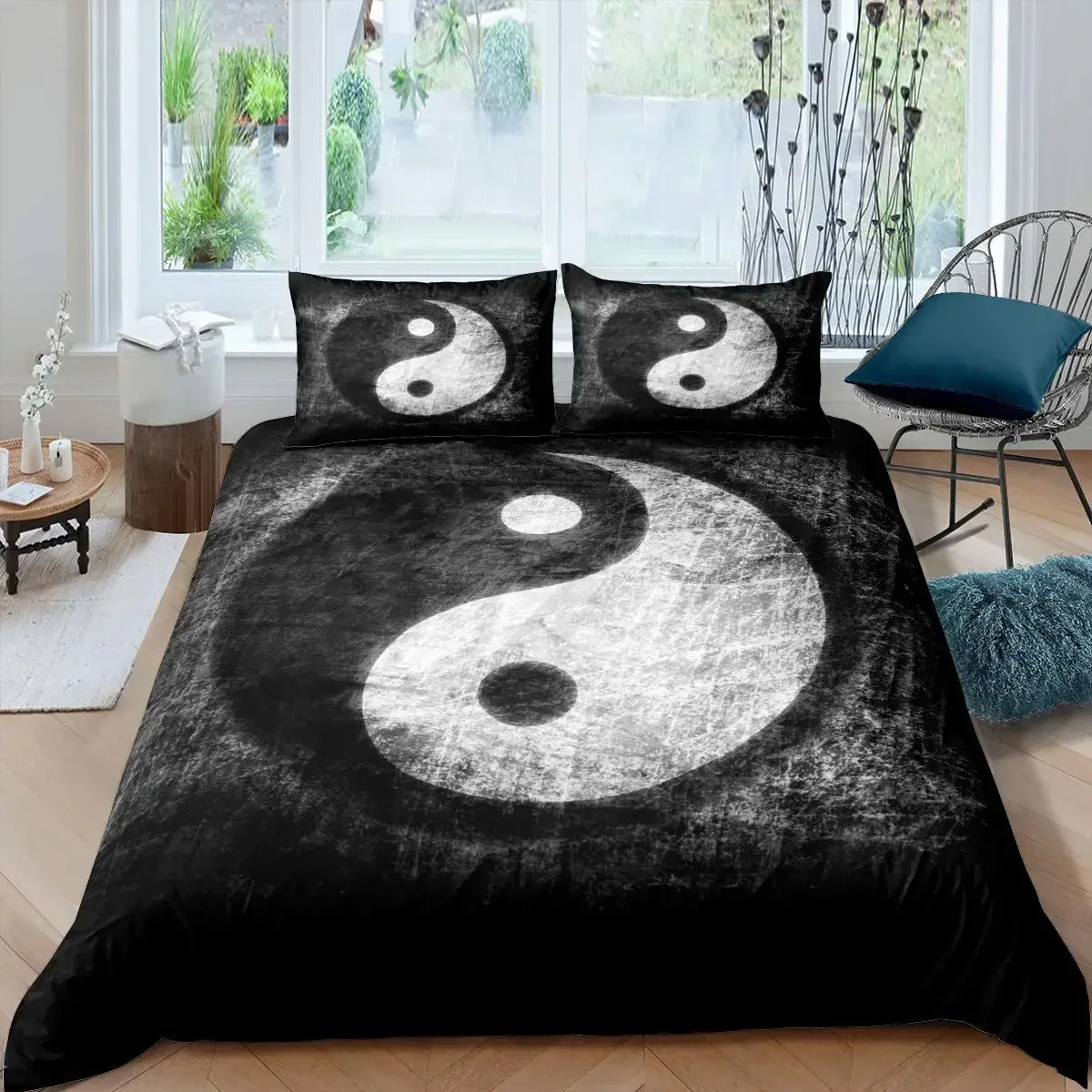 

Yin Yang Duvet Cover Set Boho Trippy Art Twin Comforter Cover Gossip Traditional Ying Yang Theme King Size Polyester Quilt Cover