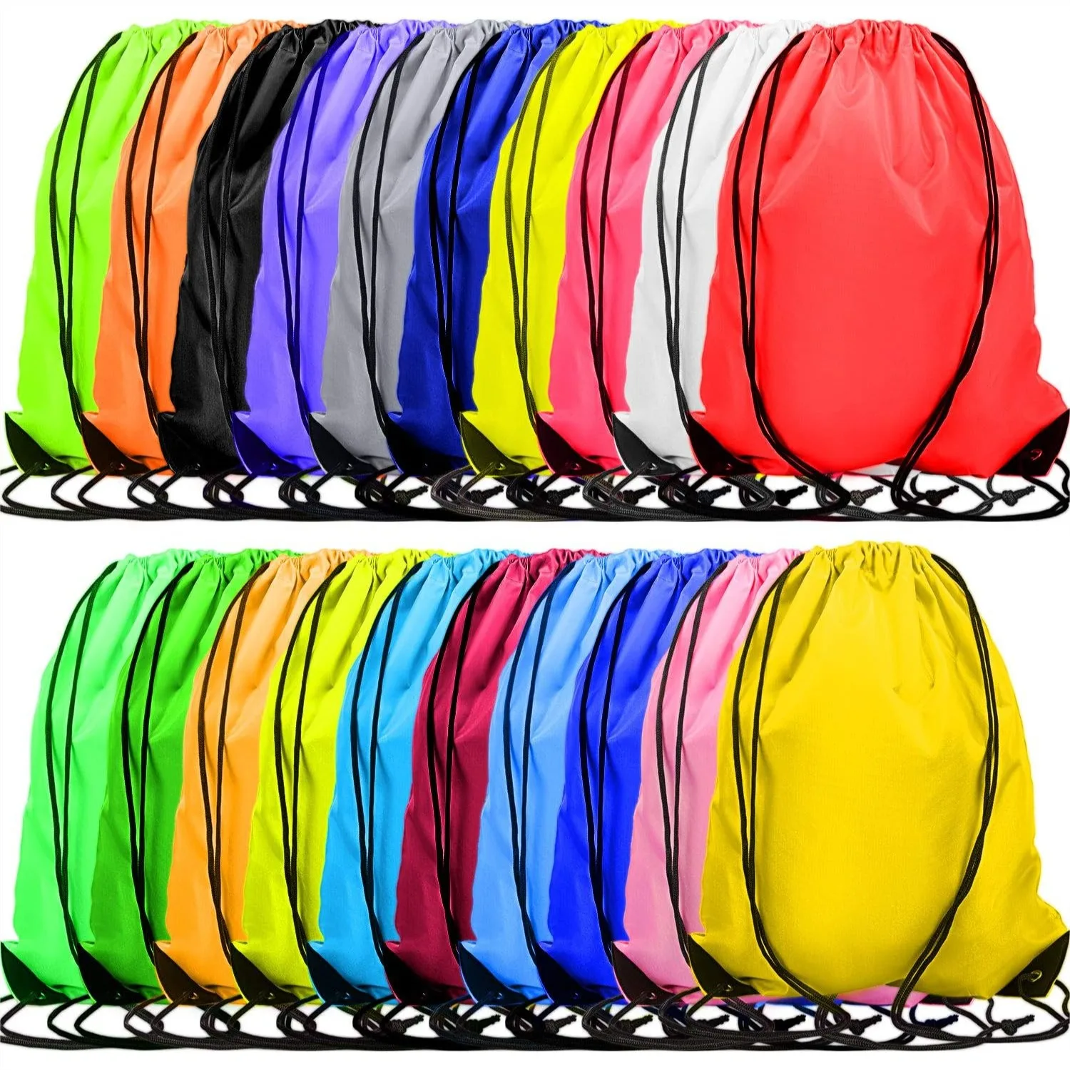

60 Pieces Drawstring Backpack Bags Bulk Nylon Cinch Bag for Gym Yoga Sports Outdoor 20 Mixed Colors