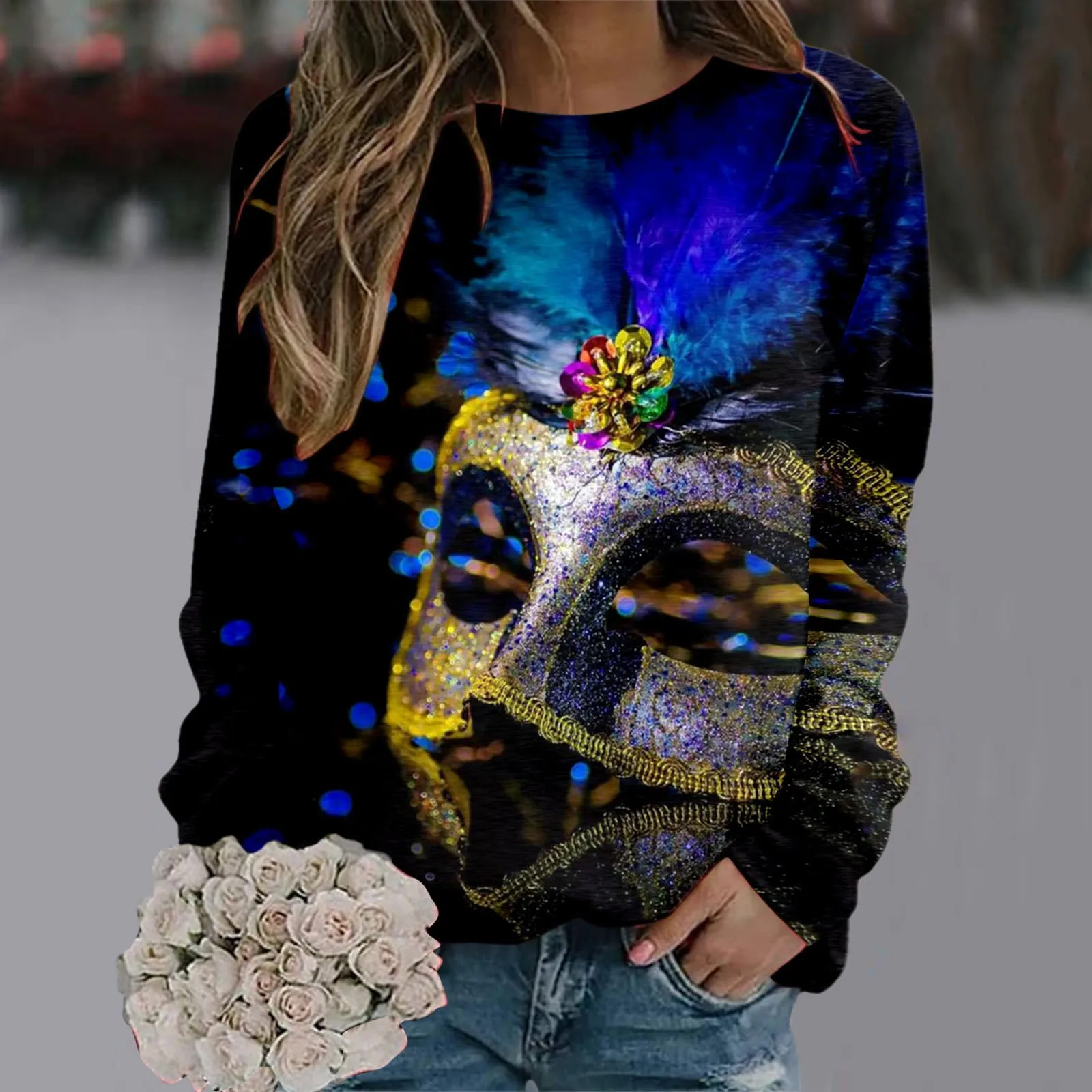 

Cat Lady Sweatshirt Womens Mardi Print O Neck Sweatshirt Round Neck Fit Pullover Tops Fashion Drawstring Sweatpants Outfits Set