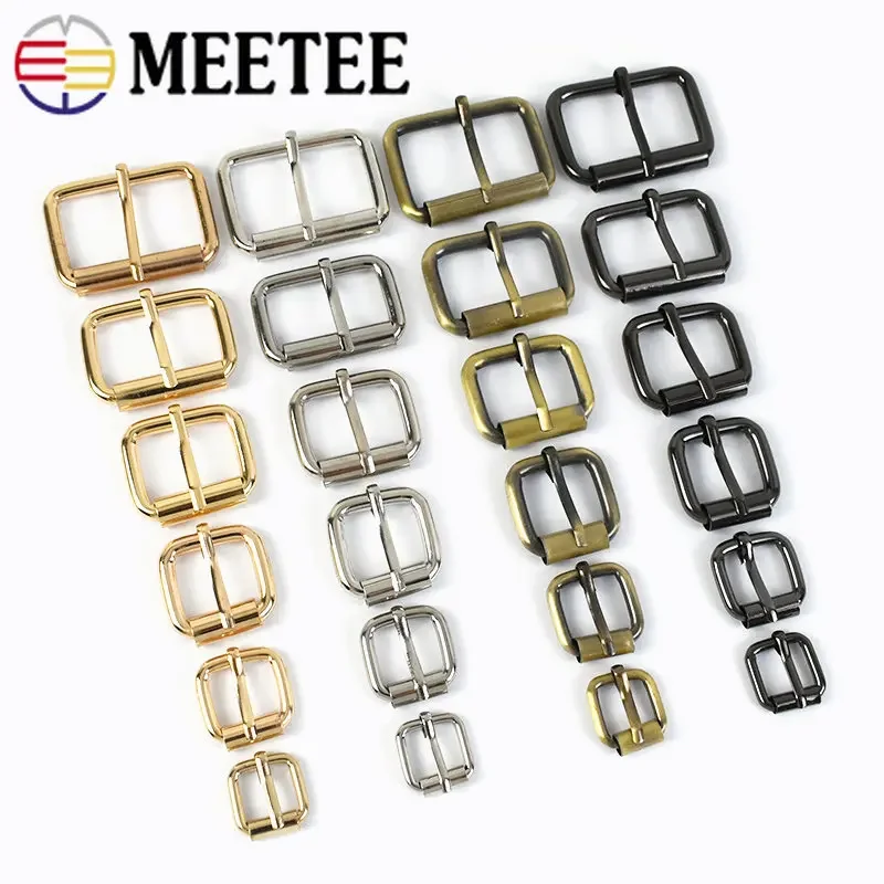 5Pcs Meetee 13-38mm Metal Buckles For Belt Shoes Bag Strap Webbing Slider Adjust Roller Pin Buckle DIY Leather Craft