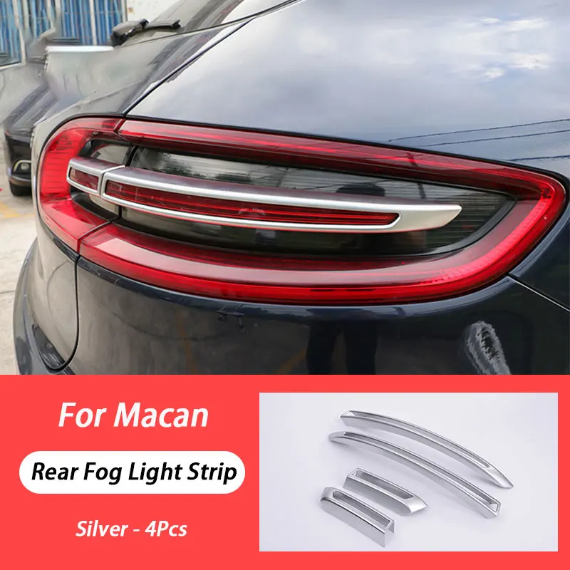 

For Porsche Macan 2014 2015 2016 2017 ABS Car Accessories Rear Fog Lamp Frame Fog Light Bumper Decoration Cover Trim Strips