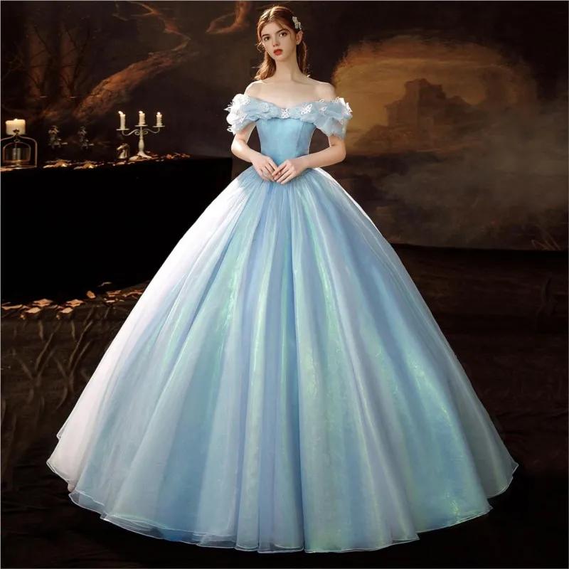 One-shoulder fairy tale catwalk tea party travel photography photo shoot dance drama performance dress