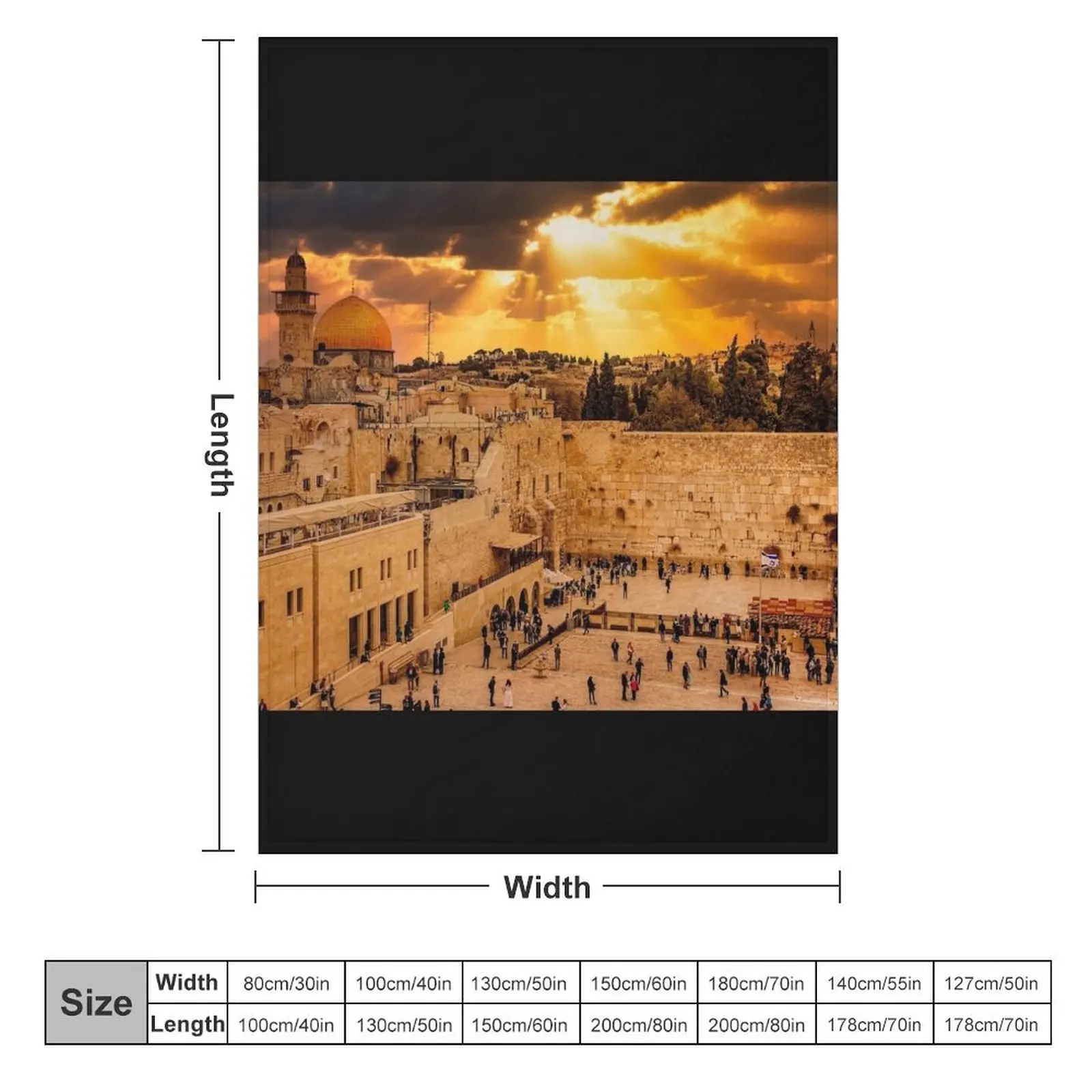 Heavenly Rays at Sunset on the Wailing Wall (Western Wall) Throw Blanket Baby Blankets For Sofas Blankets