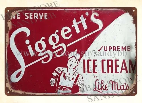1940S LIGGETT;S ICE CREAM Kitchen Bar Restaurant metal tin sign homeware decor