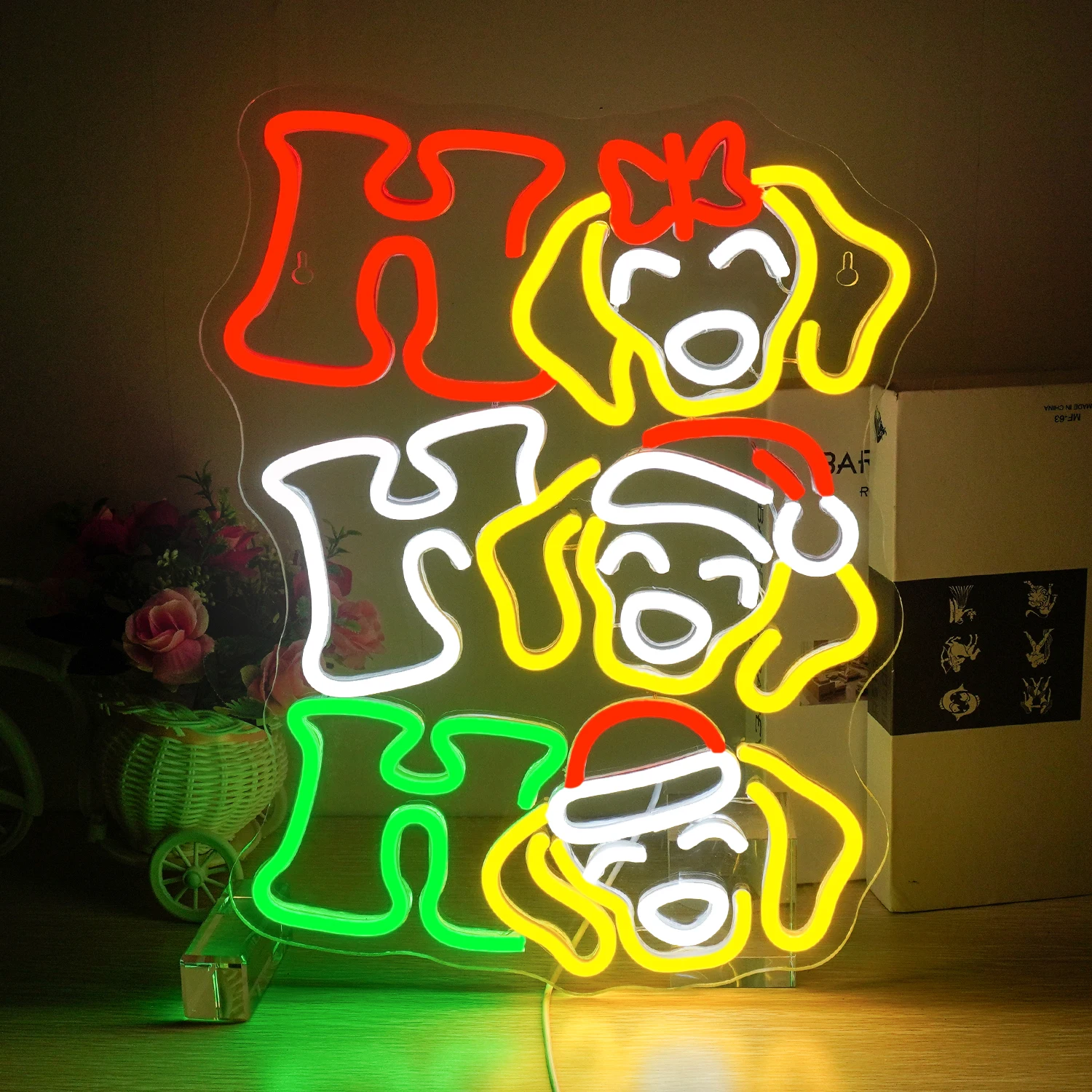 

Hohoho Neon Sign Christmas Decoration For Wall Decor Cute Dog Led Lights Room Decoration For Home Party Shop Dimmable Xmas Lamp