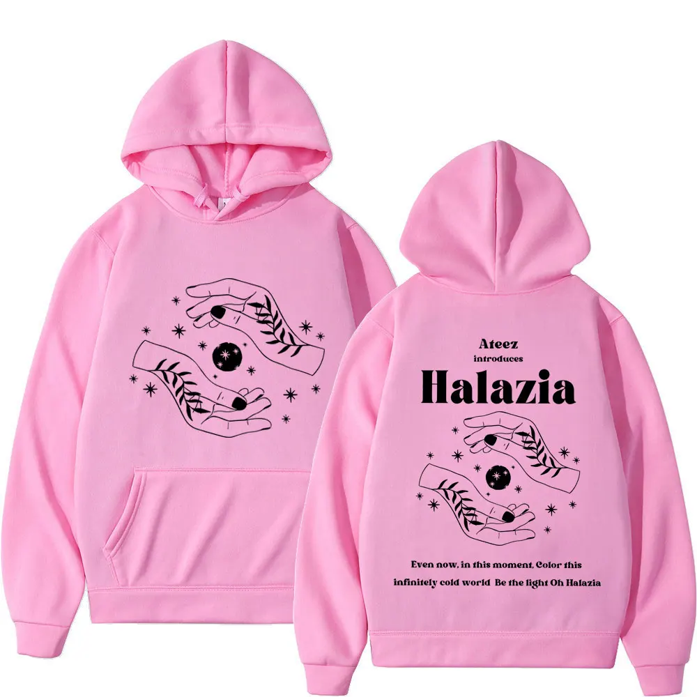 Moletom com capuz Halazia, masculino e feminino, faixa menino Ateez Halazia, moletom com capuz Harajuku, pulôveres casuais, moda vintage, outono,