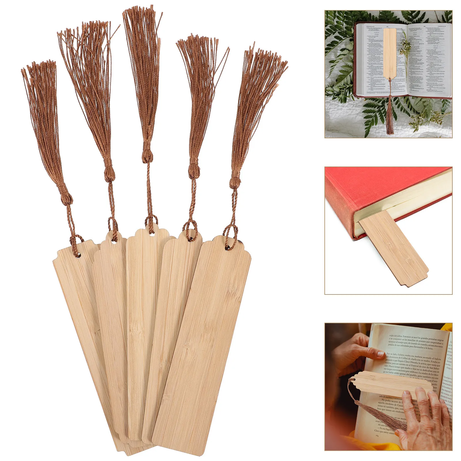 

10 Sets Bamboo DIY Blank Bookmarks with Hanging Hole Unfinished Tags for Reading Study Office School Supplies Decoration