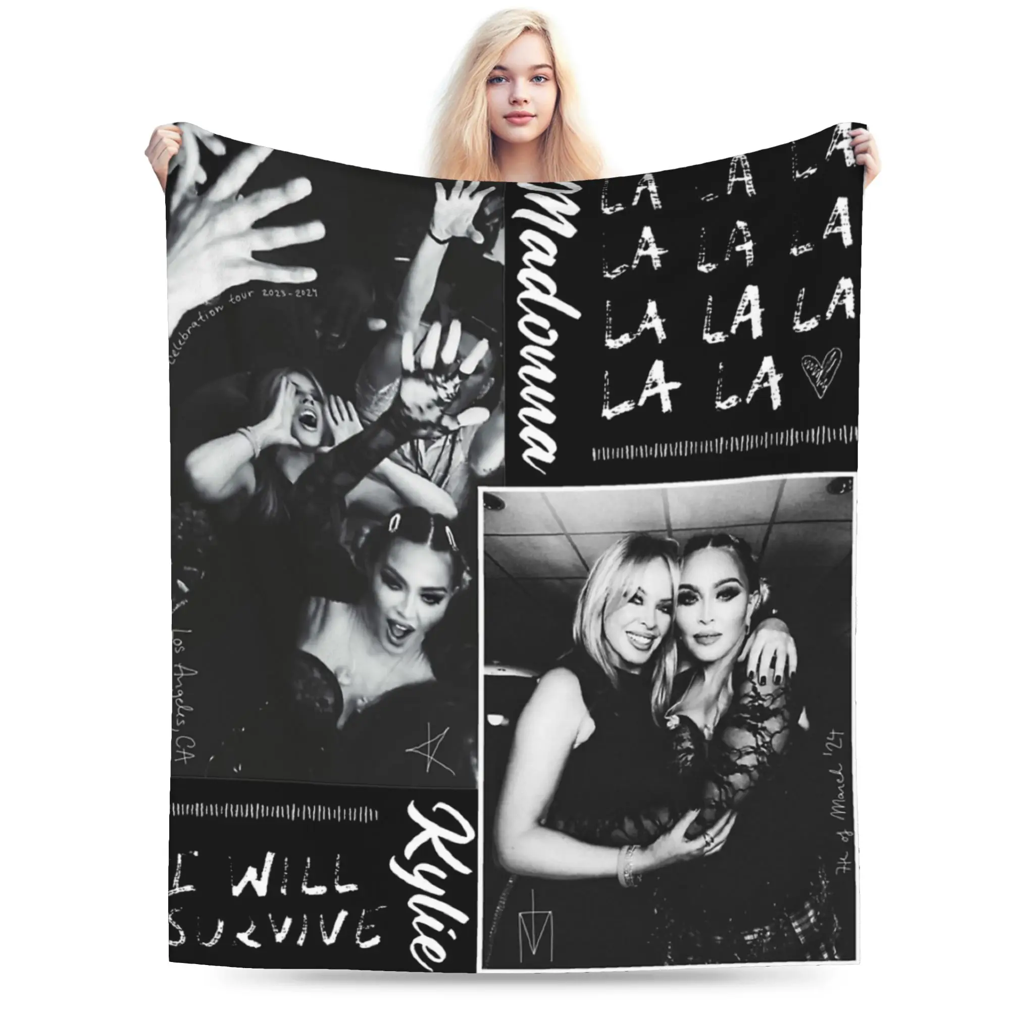 Kylie Madonna Celebration Tour Blankets Lightweight Thin Flannel Novelty Present Pop Music Concert Throw Blanket Quilt