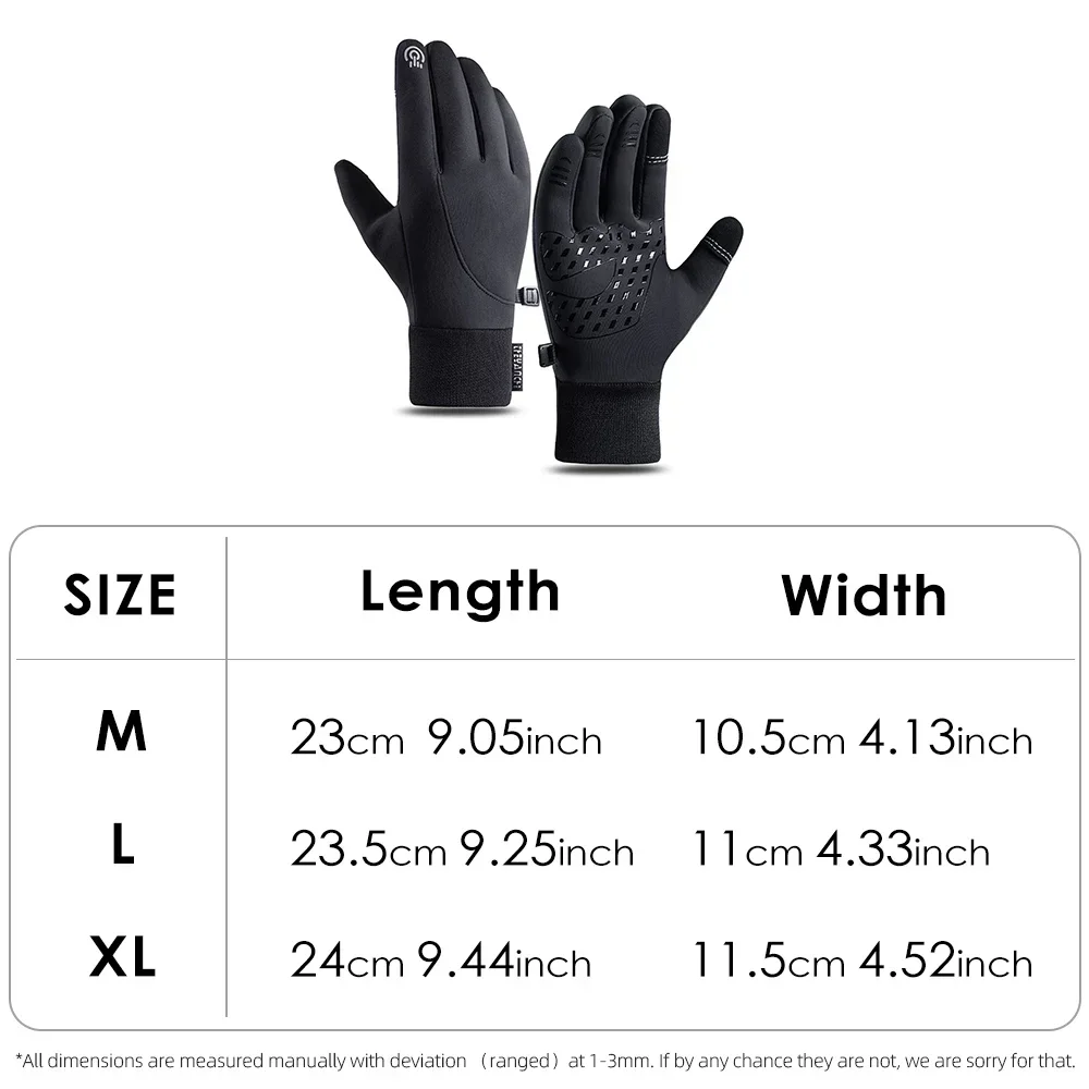 Outdoor Keep Warm Plush Lining Gloves for Cycling Hiking Skiing Winter Touchscreen Gloves Double Sided Waterproof Mittens Unisex