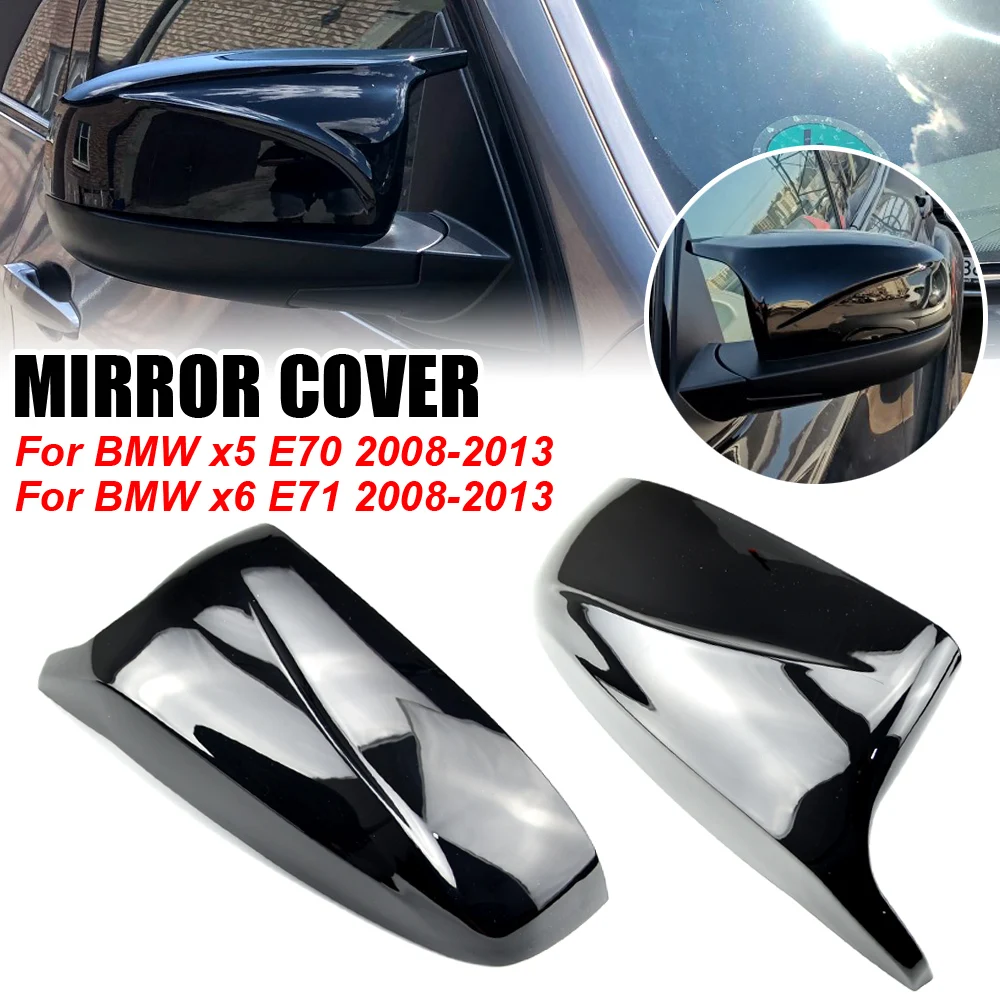 

2pcs Side Wing Rearview modified car styling Bright black Carbon Fiber Pattern Mirror Cover caps For BMW X5 E70 X6 E71 2008-2013