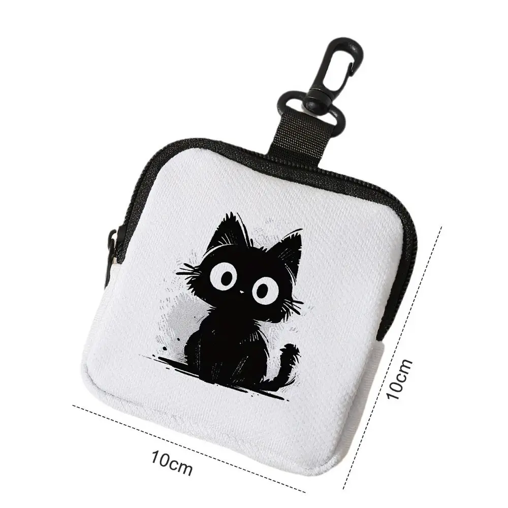 Fashion Cartoon Printed Mini Keychain Bag Cat Pattern Luxury Coin Purse Creative Hanging Pendant Wallet Bag Accessories