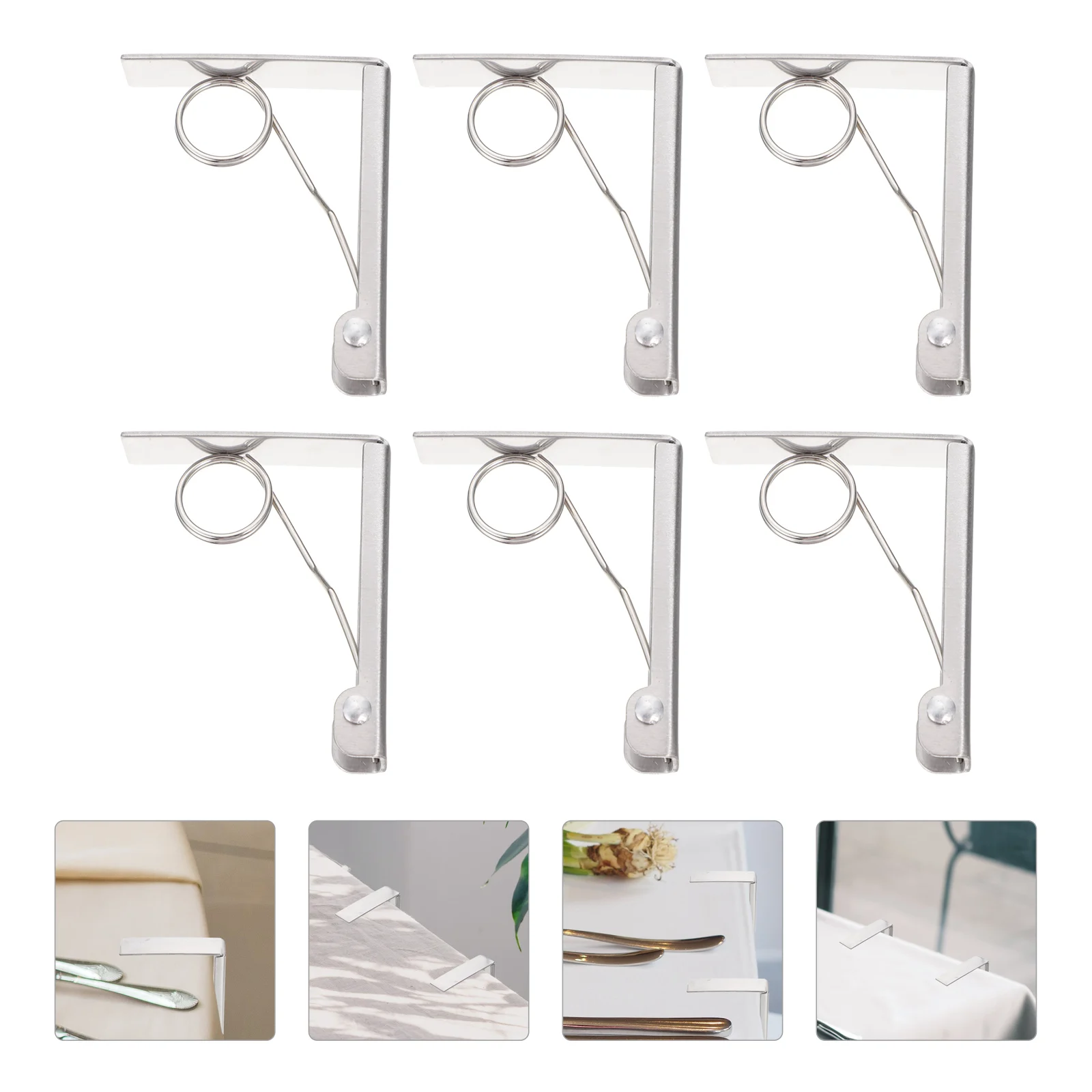 

6pcs Tablecloth Clips Set Stainless Steel Camping Picnic Outdoor Cover Clamps Gifts Kitchen Barware Practical