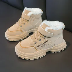 Winter Snow Boots For Children 2024 Trend Fashion Plush Cotton Shoes Thick Warm Boys Girls Teenager Faux Fur Boots For Kids