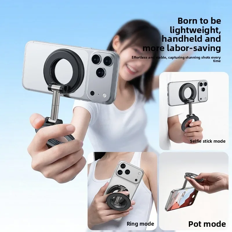MagSafe Magnetic Phone Mount,360° Rotation Stand, Dual-Sided Holder for Car Desk Outdoor Selfie Tripod iPhone Samsung All Phones