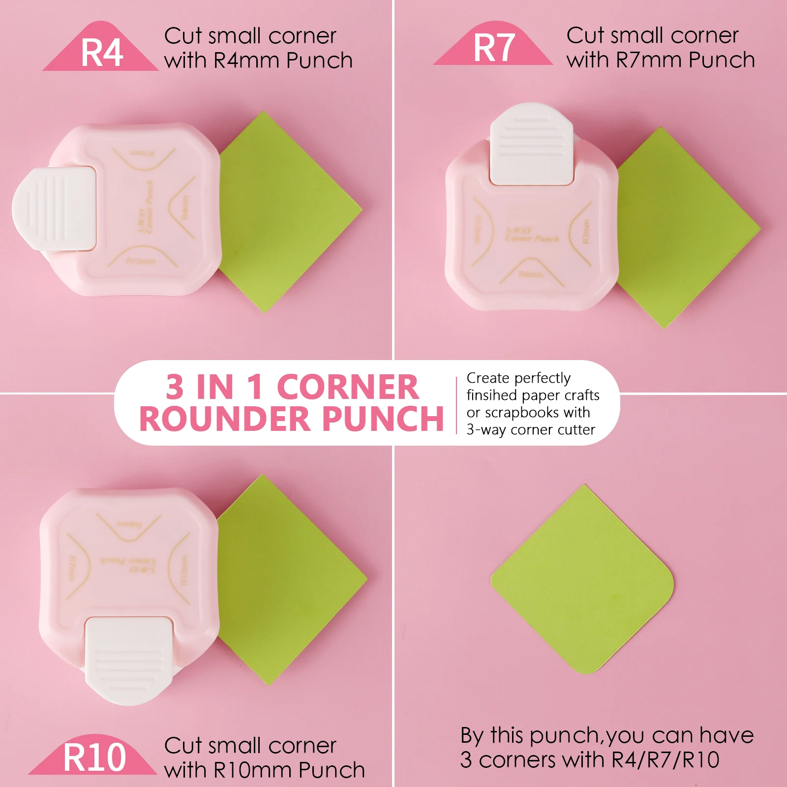 Imagem -04 - Corner Rounder Punch em Cortador de Canto para Card Making Laminado Cardstock Scrapbooking mm mm 10 mm 3-way