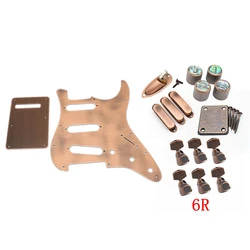 Sets Complete Loaded Red Copper Pickguard SSS 11Hole with Knobs Tuners Jack Accessories with Screw for Guitar