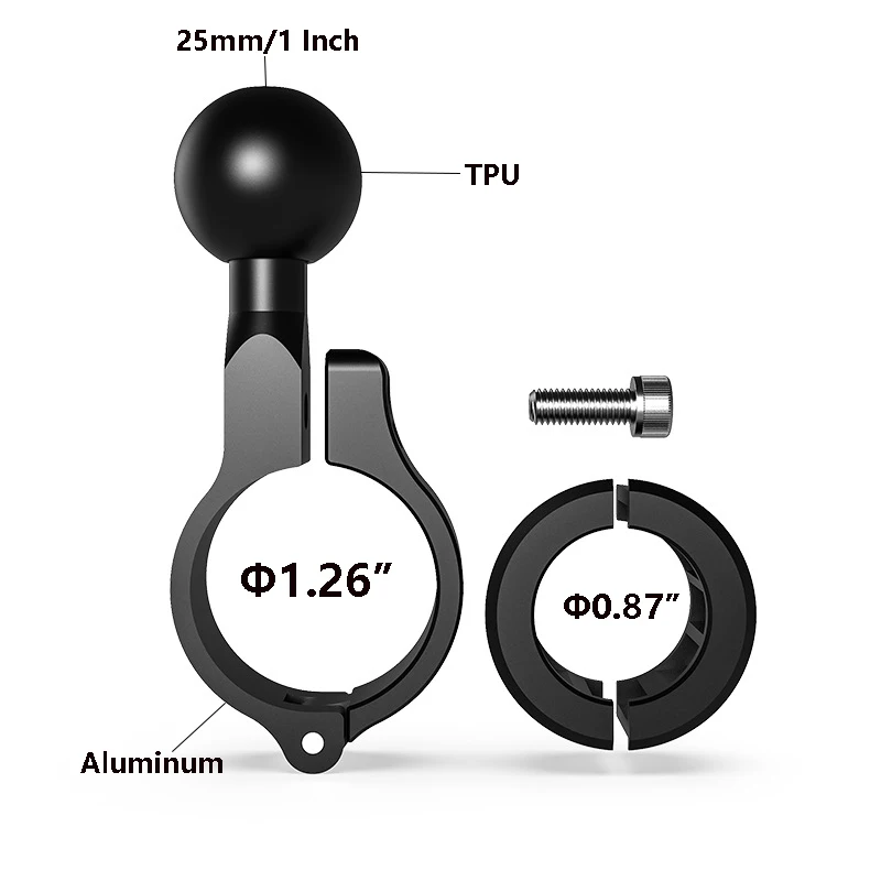 Braket Penyangga Dudukan Ram Kepala Bola 1 Inci 25Mm untuk Pagar Bulat Setang Sepeda Motor untuk Tempat Kamera Gopro Insta360