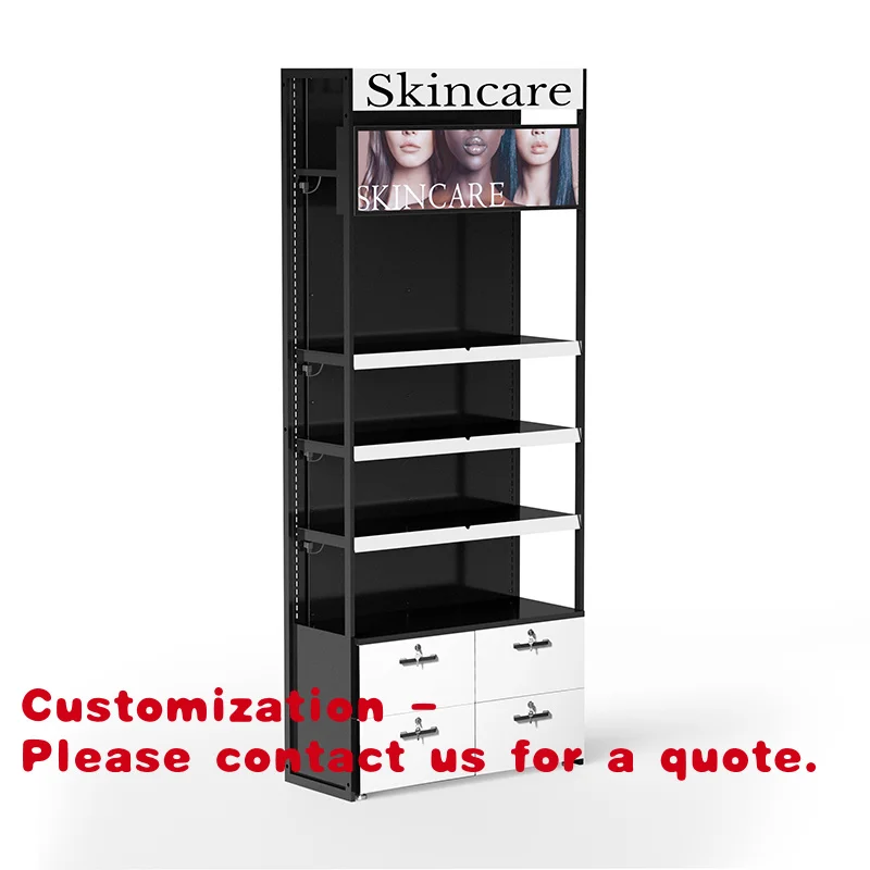 

Customize.Customized Skincare Acrylic Display Racks Luxury Metal Floor Cosmetics Store Makeup Display Stand Shelves With Led Lig