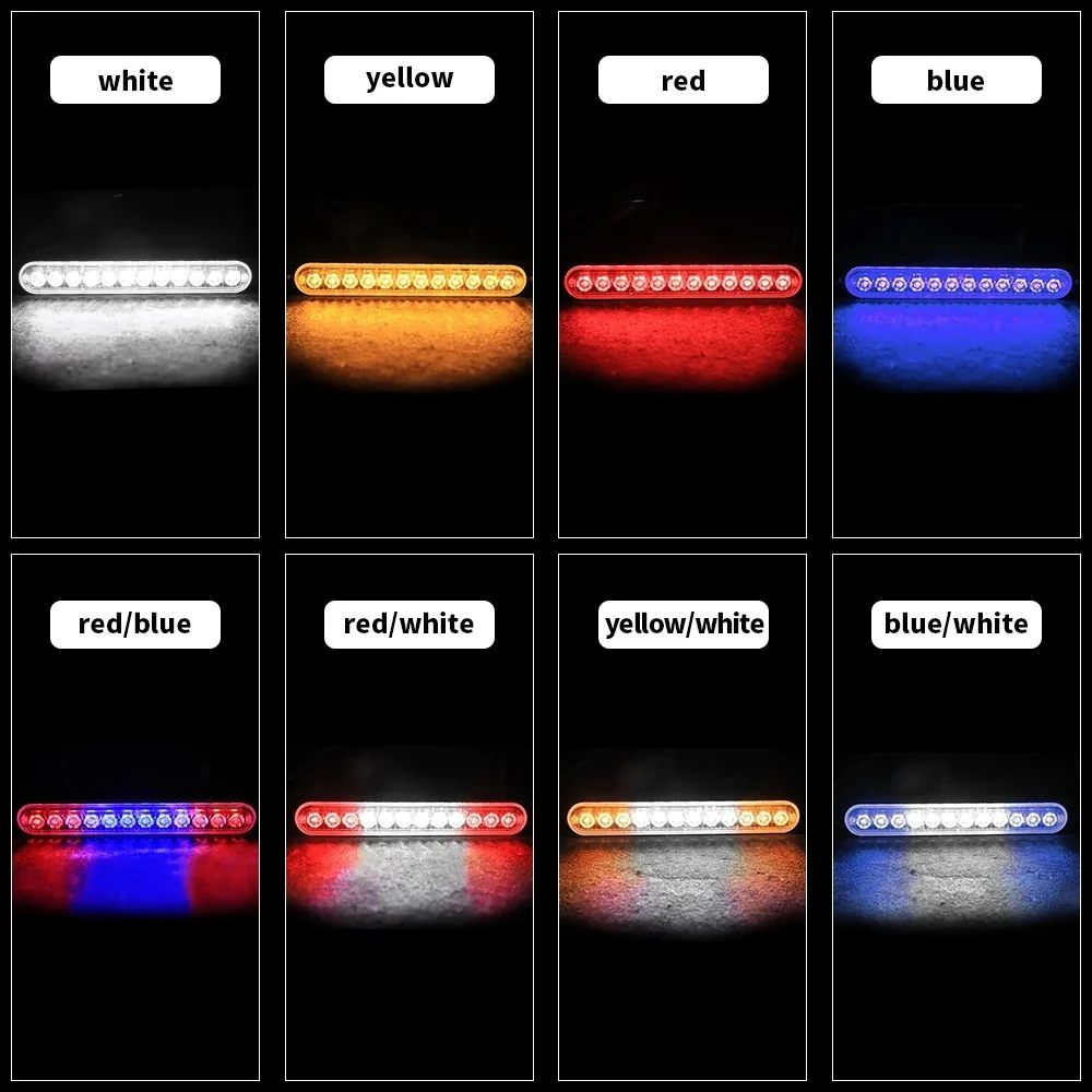 Luces LED estroboscópicas de emergencia, faro de advertencia, advertencia de peligro, coche, camión, vehículo, policía, barra de luz LED, 10 piezas